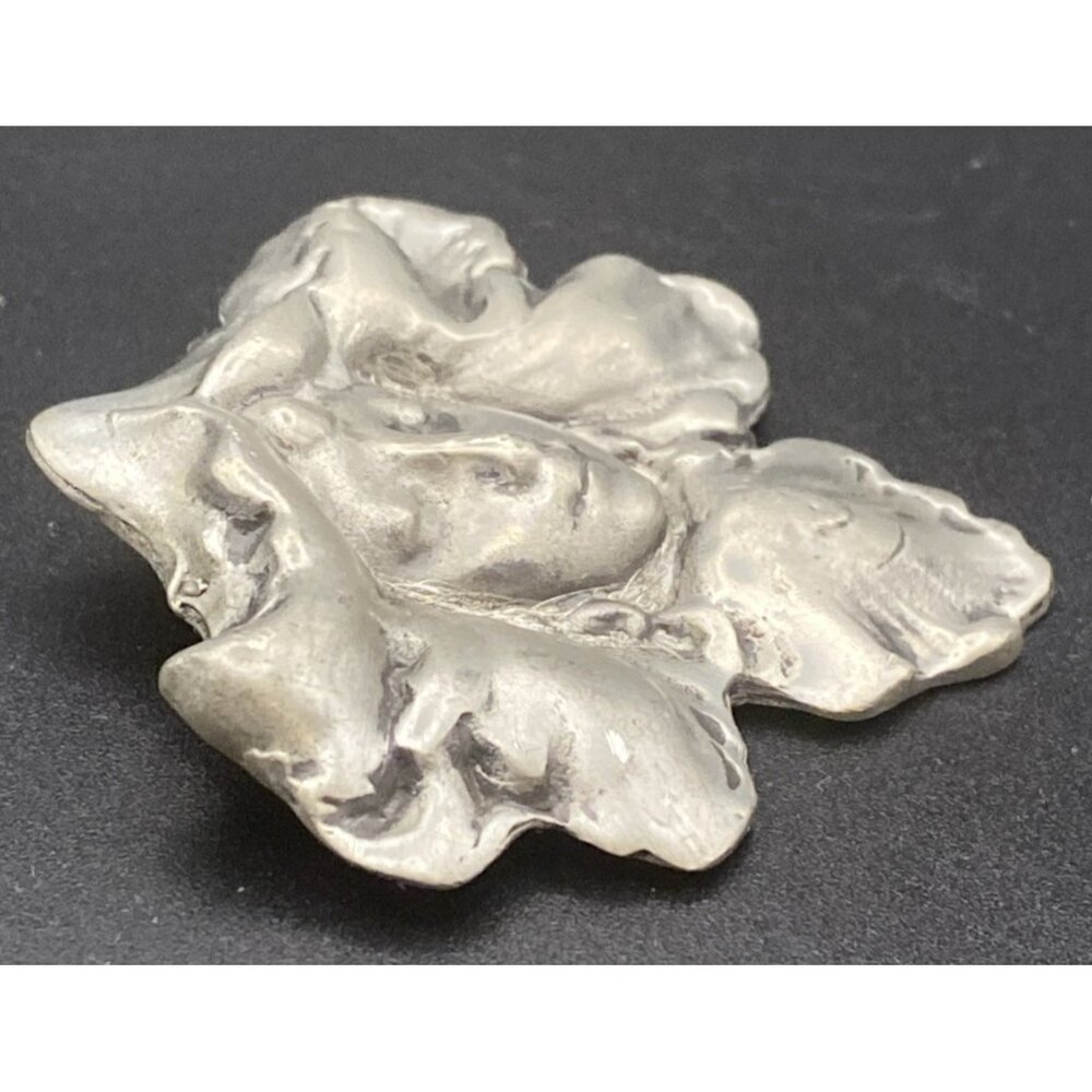 Art Nouveau Brooch Pendant Fine Pewter Signed Hudson Orchid Lady Victorian Style - Picture 5 of 10